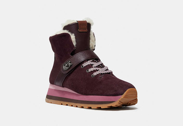 COACH®,COACH CITY HIKER,Leather,OXBLOOD,Front View