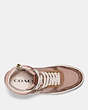 COACH®,C220 HIGH TOP SNEAKER WITH COACH PATCH,Leather/Coated Canvas,Tan/Pale Blush,Inside View,Top View