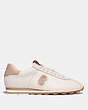 COACH®,C170 RETRO RUNNER WITH COACH PATCH,Leather/Suede,Chalk/Pale Blush,Angle View