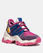 COACH®,C165 RUNNER,Leather/Suede,Grape/Bright Pink,Front View