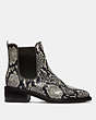 COACH®,BOWERY BOOTIE IN SNAKESKIN,Leather,Natural,Angle View