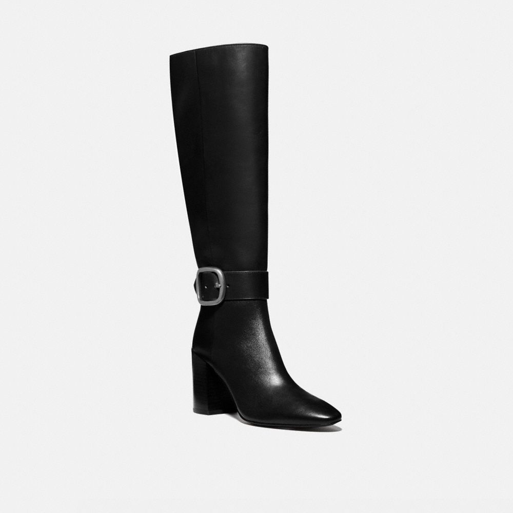 COACH®,EVELYN BOOT,Leather,Black,Front View