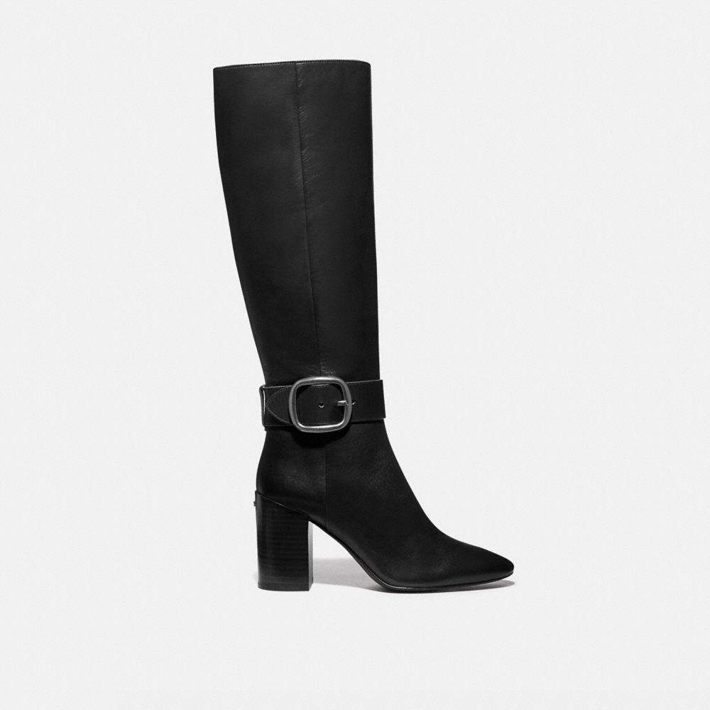 COACH®,EVELYN BOOT,Leather,Black,Angle View