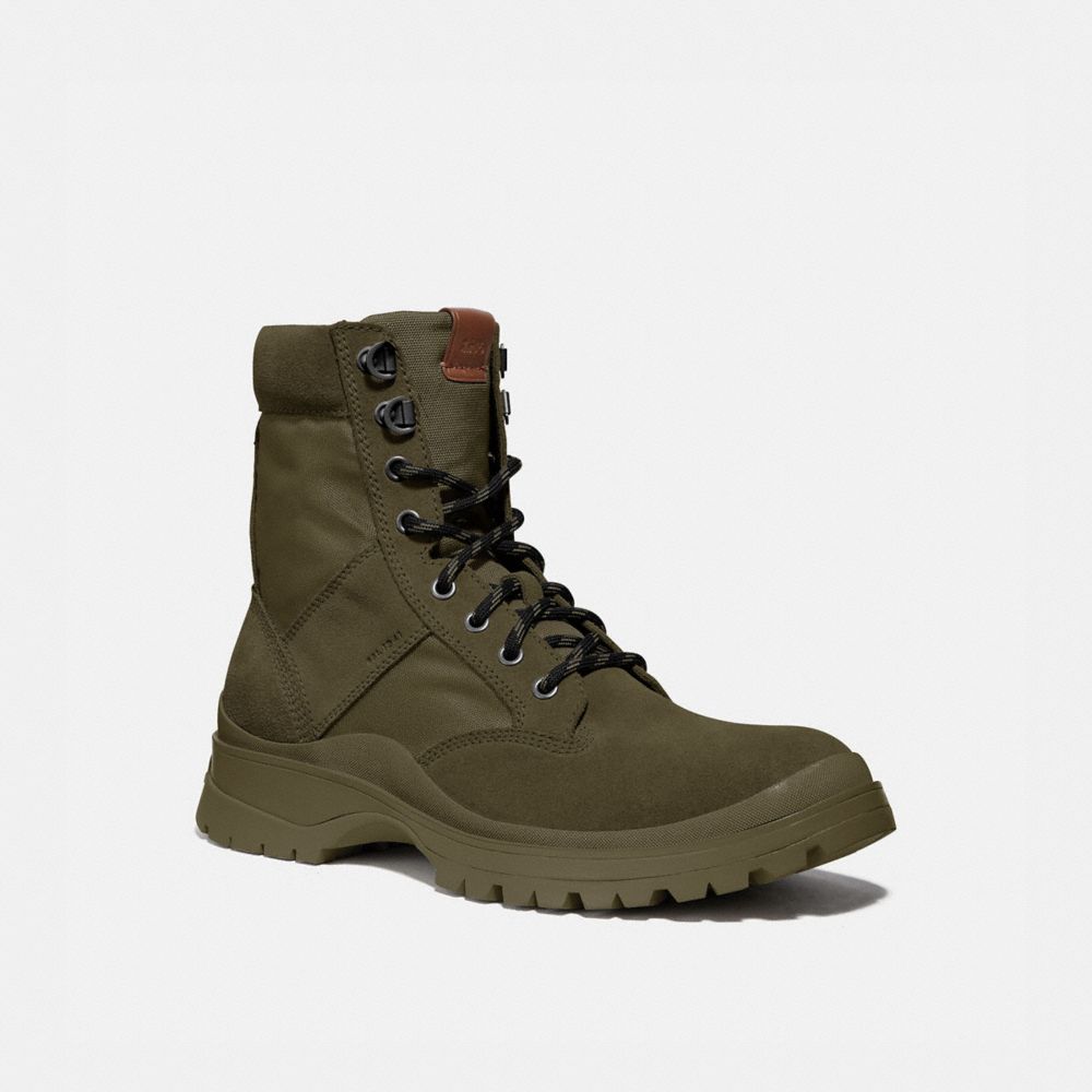COACH®,UTILITY BOOT,Leather/Cordura,Aneto,Front View