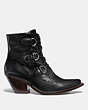 COACH®,LACE UP CHAIN BOOTIE,Leather,Black,Angle View