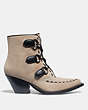 COACH®,LACE UP CHAIN BOOTIE,Suede,Oat,Angle View