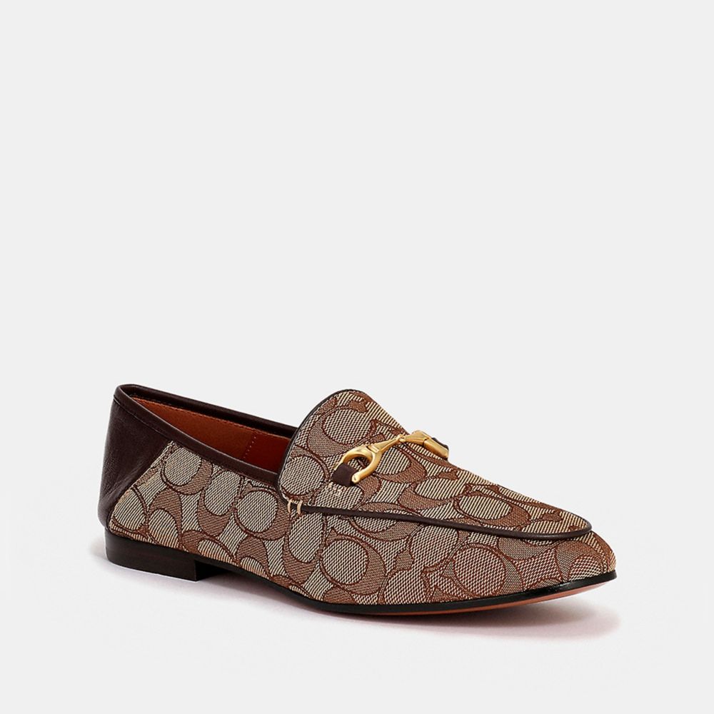 COACH®,HALEY LOAFER,Jacquard,KHAKI/MAHOGANY,Front View image number 0