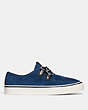 COACH®,C175 LOW TOP SNEAKER,Suede,Deep Blue,Angle View