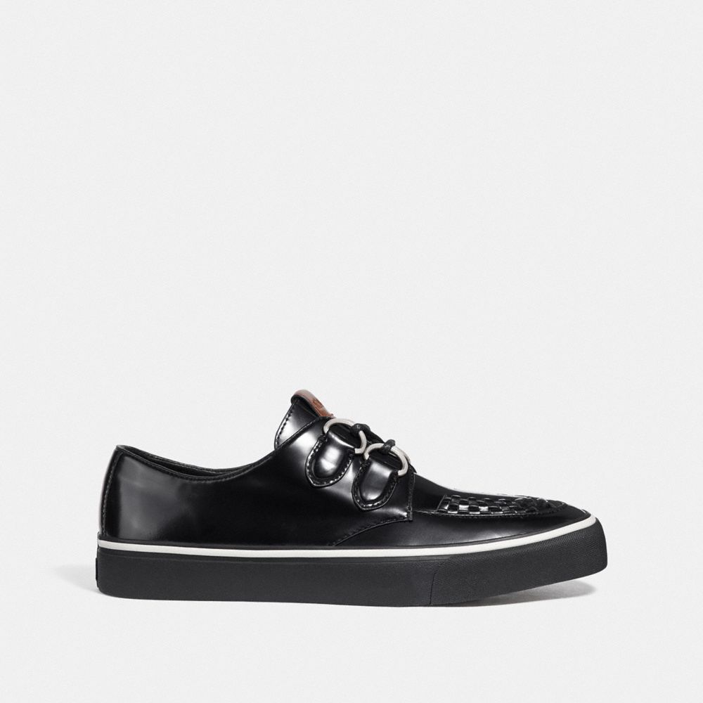 COACH®,C175 LOW TOP SNEAKER,Leather,Black,Angle View
