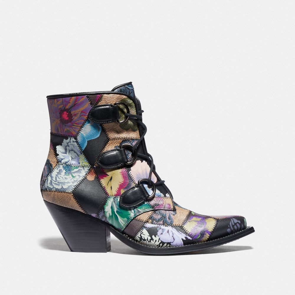 Lace Up Chain Bootie With Kaffe Fassett Print