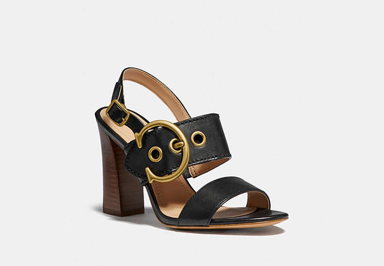 COACH®,ROBIN SANDAL,Leather,Black,Front View