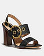 COACH®,ROBIN SANDAL,Leather,Black,Front View