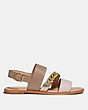 COACH®,HEATHER SANDAL,Leather,Seashell/Taupe,Angle View