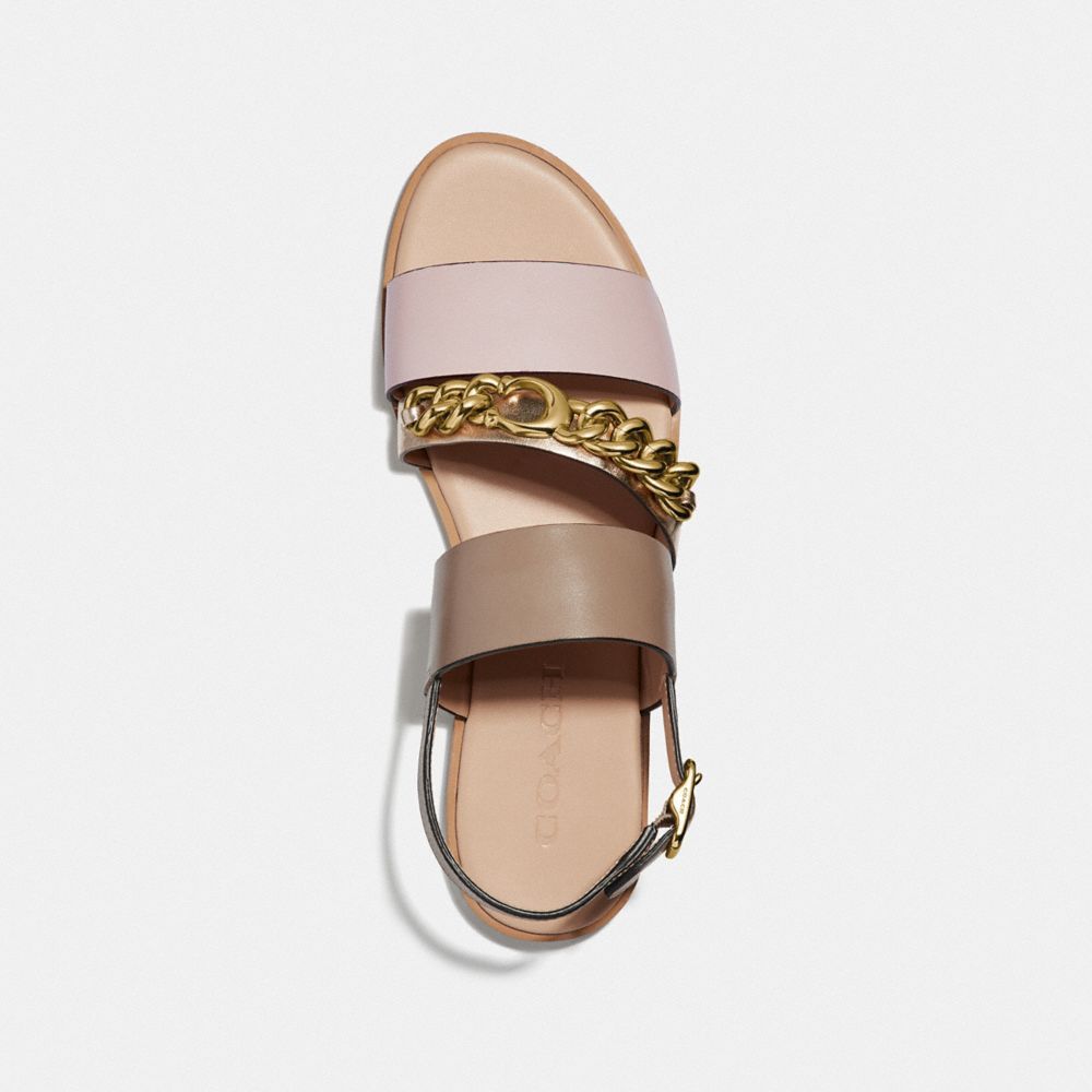 COACH®,HEATHER SANDAL,Leather,Seashell/Taupe,Inside View,Top View
