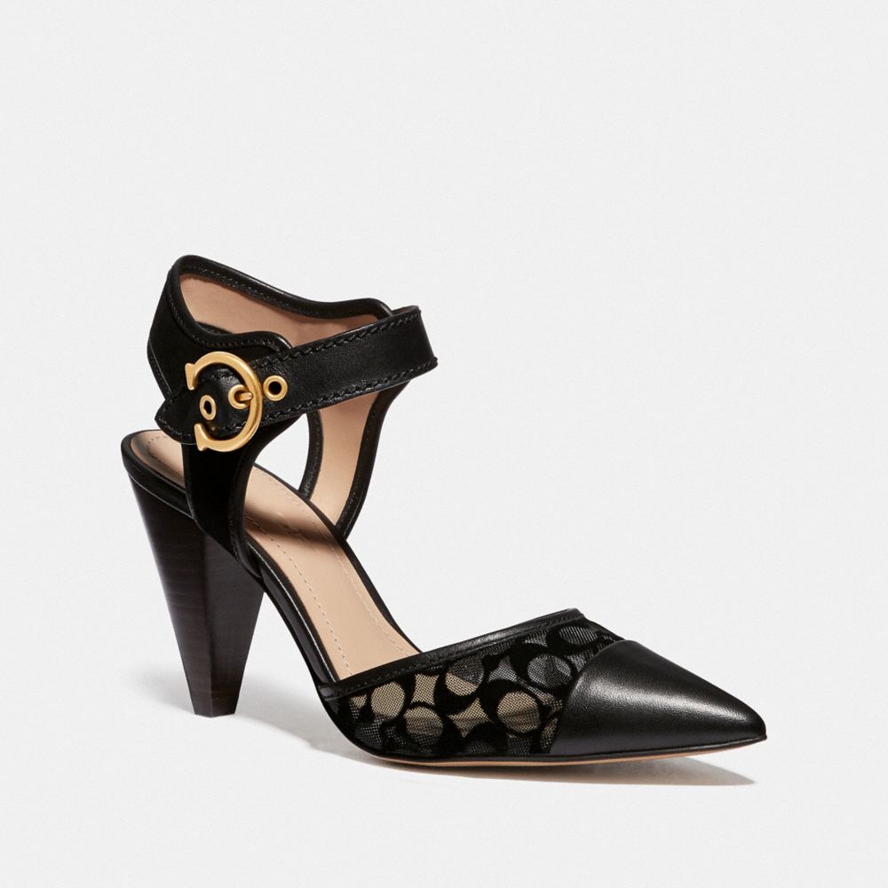 COACH®,WREN PUMP,mixedmaterial,Black,Front View image number 0