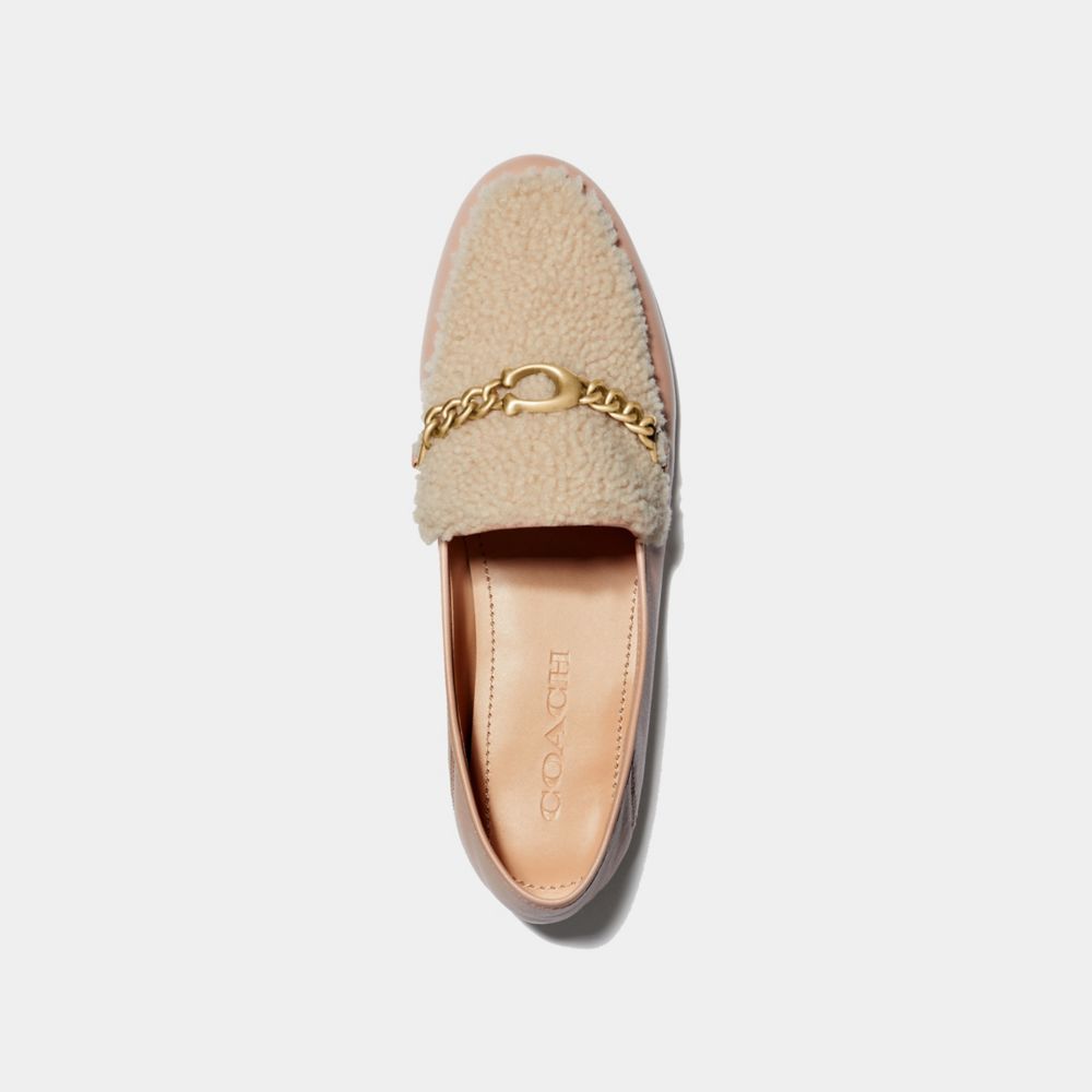 COACH®,HELENA LOAFER,Leather/Shearling,Pale Blush/Natural,Inside View,Top View