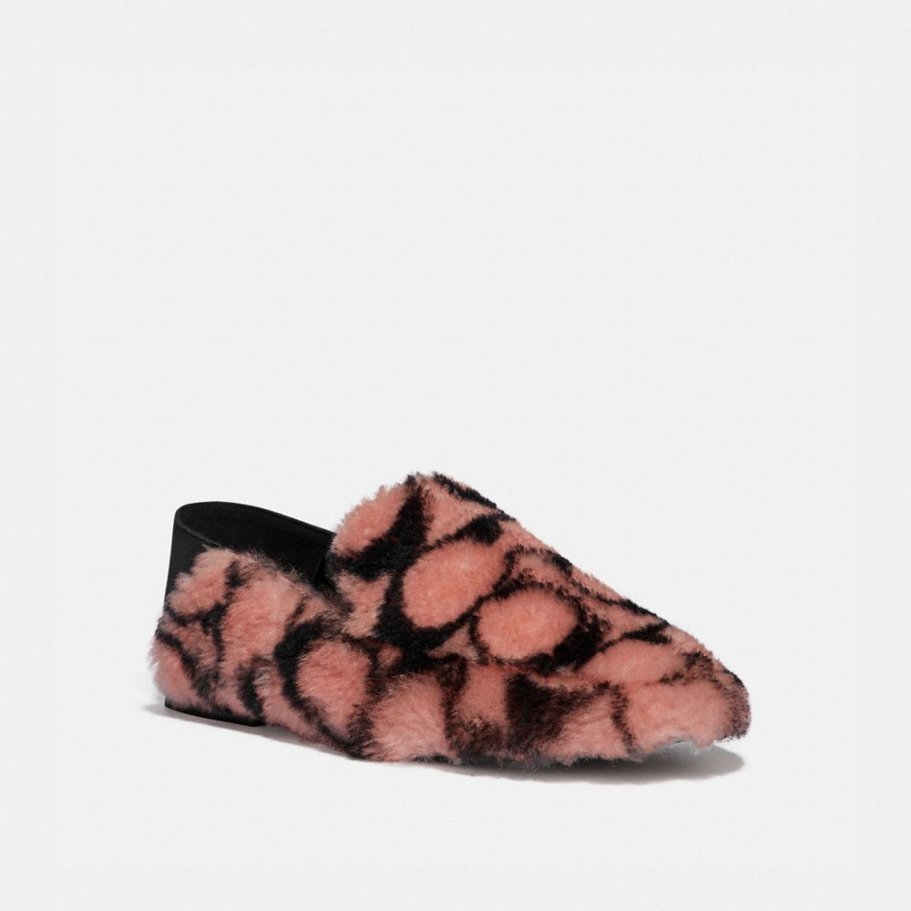 COACH®,SLIPPERS HOLLY,Peau lainée,Rose clair/Noir,Front View