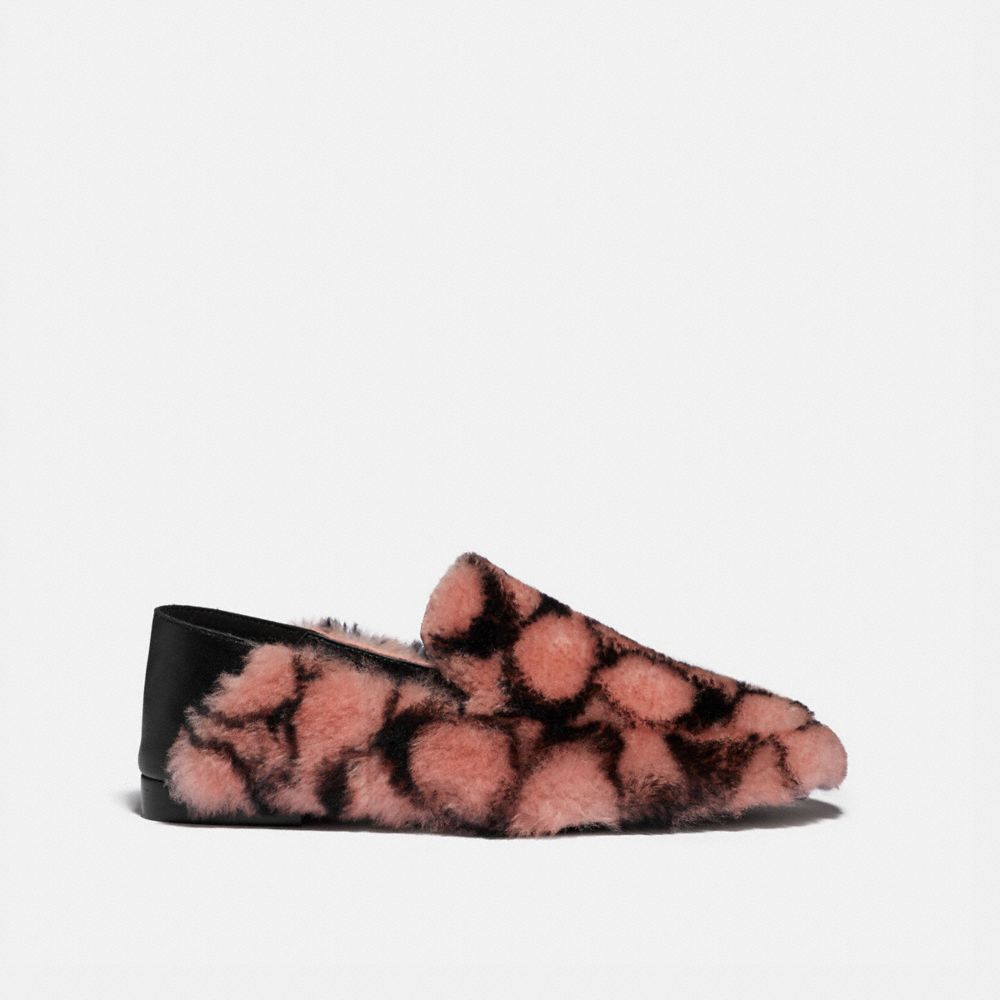 COACH®,SLIPPERS HOLLY,Peau lainée,Rose clair/Noir,Angle View