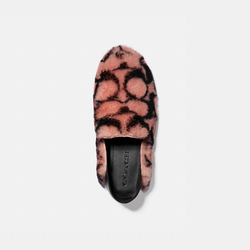 COACH®,SLIPPERS HOLLY,Peau lainée,Rose clair/Noir,Inside View,Top View