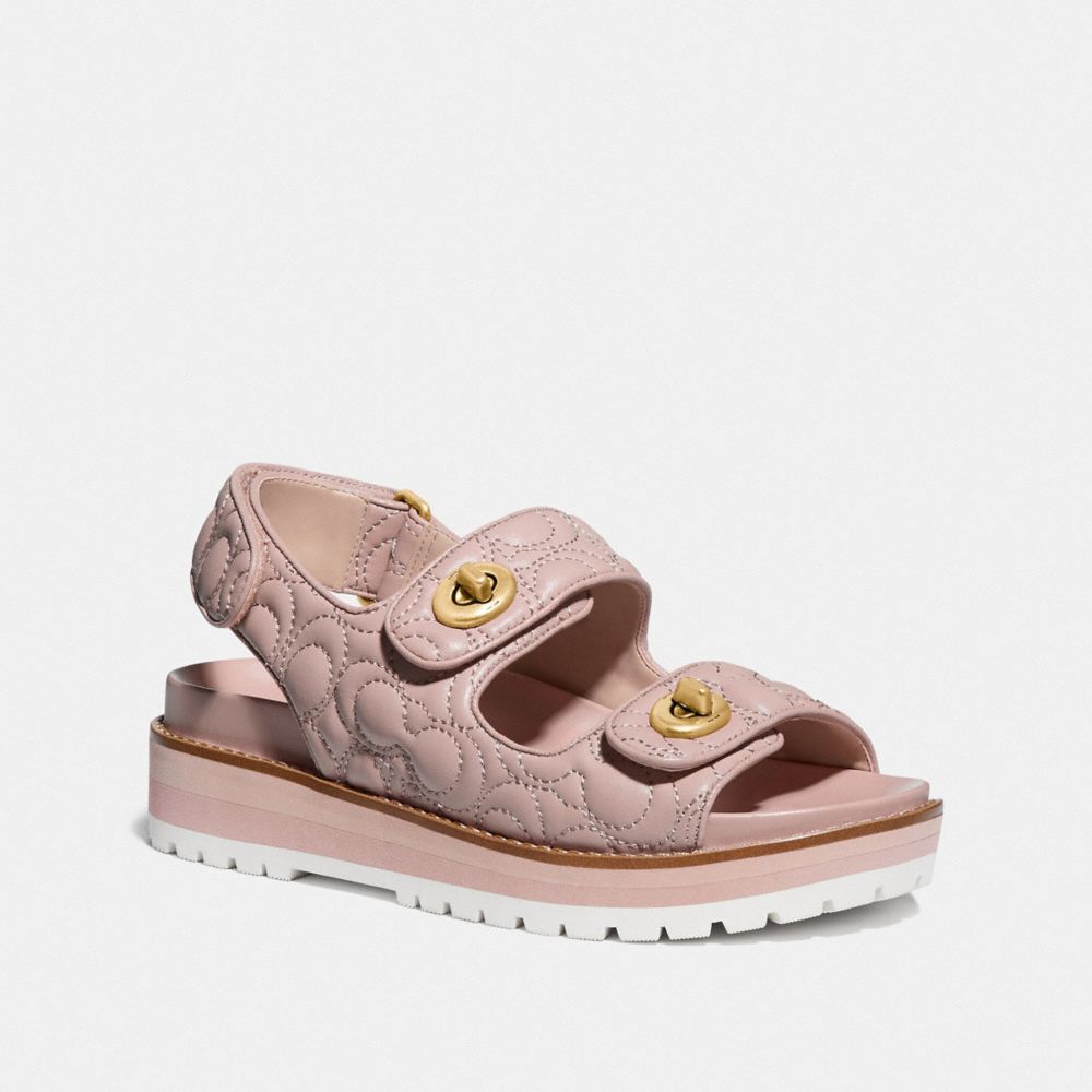 COACH®,KACIE SANDAL,Leather,Pale Blush,Front View image number 0
