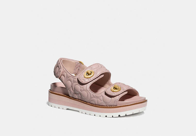 COACH®,KACIE SANDAL,Leather,Pale Blush,Front View image number 0