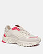 COACH®,C143 RUNNER,mixedmaterial,Chalk/Fluo Pink,Front View