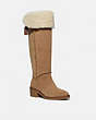 COACH®,JANELLE BOOT,mixedmaterial,Peanut/Natural,Front View