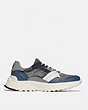 COACH®,C143 RUNNER,Leather/Rubber,Heather Grey Denim,Angle View