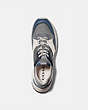 COACH®,C143 RUNNER,Leather/Rubber,Heather Grey Denim,Inside View,Top View