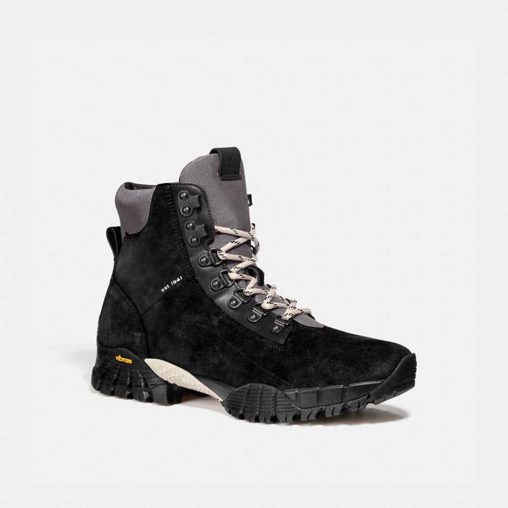 COACH®,HYBRID COACH CITY HIKER BOOT,mixedmaterial,Black,Front View