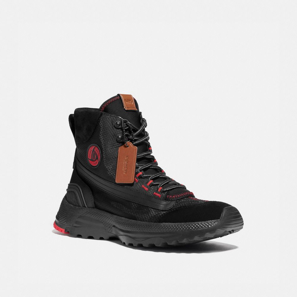 COACH®,COACH X MICHAEL B. JORDAN HYBRID COACH CITY HIKER,Mixed Material,Black Ninjutsu Red,Front View