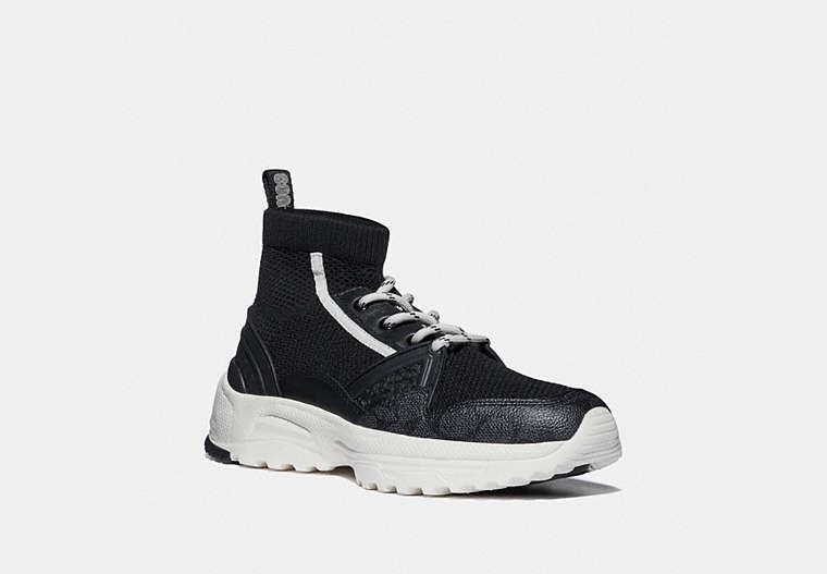 COACH®,C245 HIGH TOP RUNNER,Mixed Material,Black/White,Front View image number 0