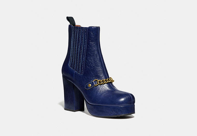 COACH®,CHELSEA PLATFORM BOOTIE,Leather,Montana Blue,Front View image number 0