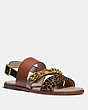 COACH®,HEATHER SANDAL,Leather,Natural/1941 Saddle,Front View