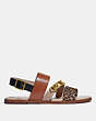 COACH®,HEATHER SANDAL,Leather,Natural/1941 Saddle,Angle View