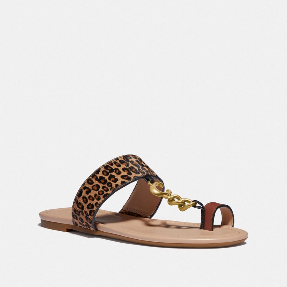 COACH®,JAIMEE SANDAL,Leather,Natural,Front View image number 0