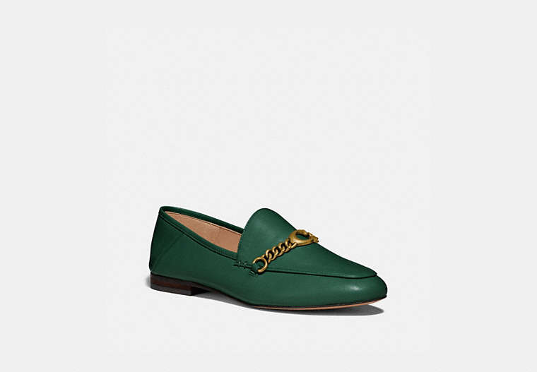 COACH®,HELENA LOAFER,Leather,Jade,Front View