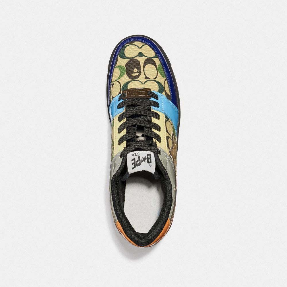 COACH®,BAPE X COACH BAPESTA SNEAKER WITH STA MOTIF IN SIGNATURE CANVAS WITH APE HEAD,Signature Coated Canvas/Coa...,Camo Multi,Inside View,Top View