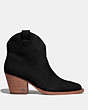 COACH®,PAIGE WESTERN BOOTIE,Suede,Black,Angle View