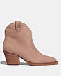 COACH®,PAIGE WESTERN BOOTIE,Suede,Pale Blush,Angle View