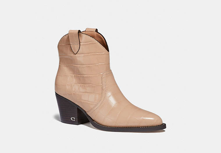 COACH®,PAIGE WESTERN BOOTIE,Leather,Beechwood,Front View image number 0
