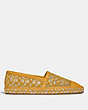COACH®,CLEO ESPADRILLE,mixedmaterial,Dark Mustard,Angle View