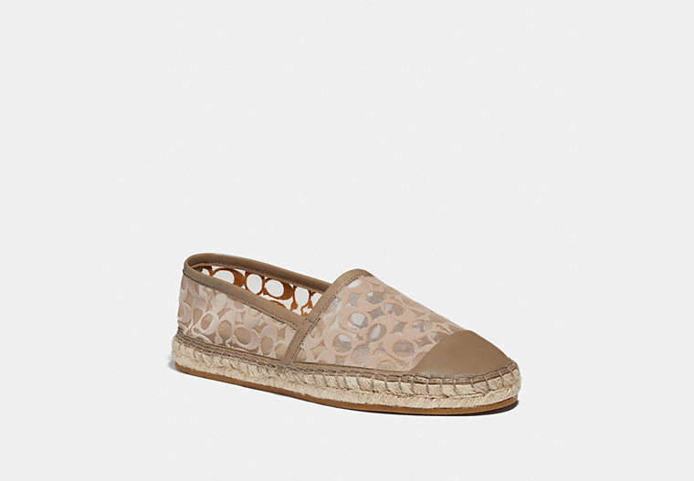COACH®,CLEO ESPADRILLE,mixedmaterial,MUSHROOM,Front View