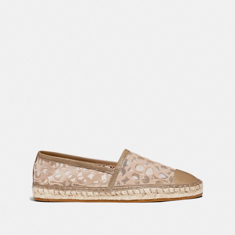 COACH®,CLEO ESPADRILLE,mixedmaterial,MUSHROOM,Angle View