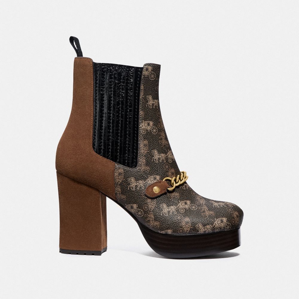 COACH® | Chelsea Platform Bootie With Horse And Carriage Print