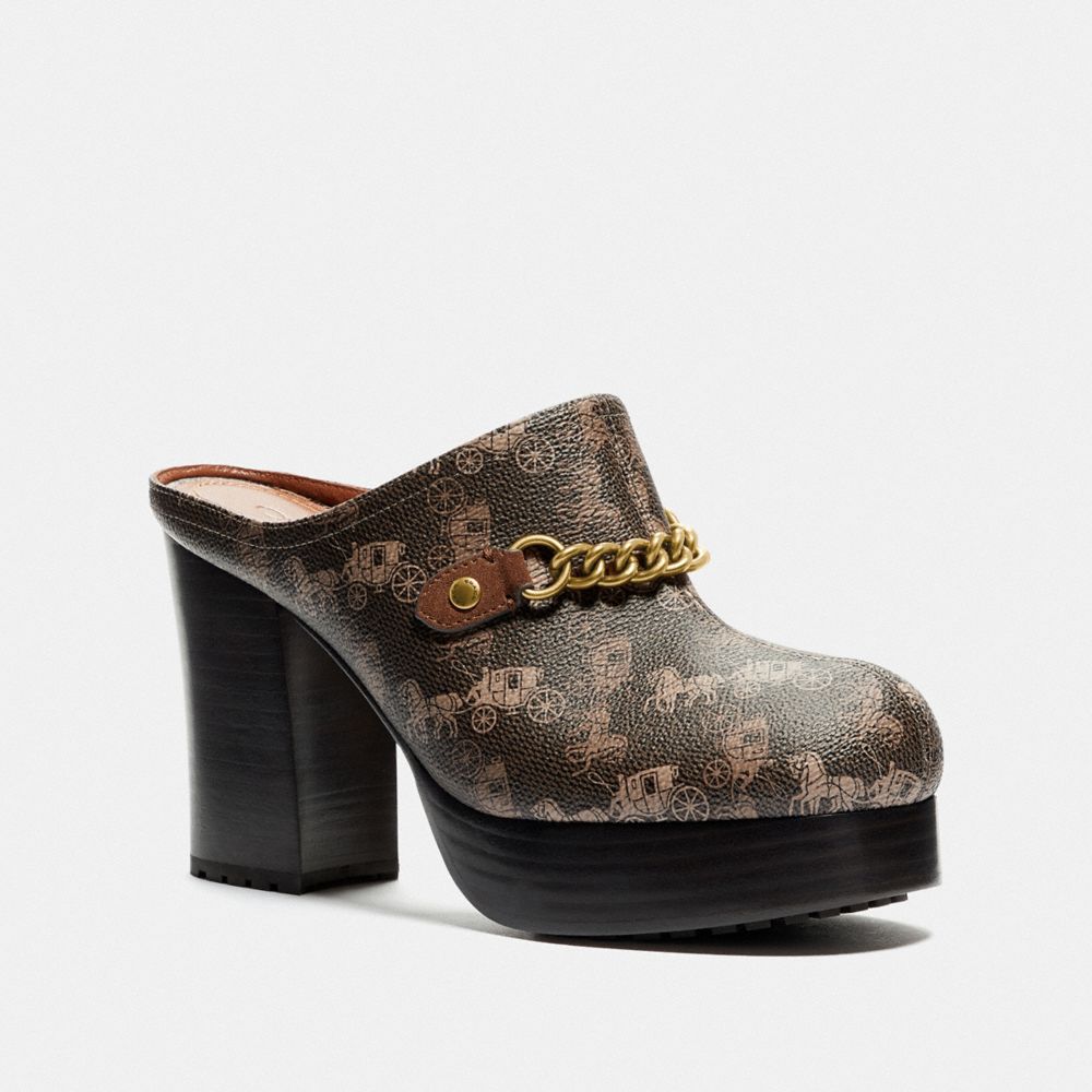 COACH®,Platform Mule With Horse And Carriage Print,,Front View