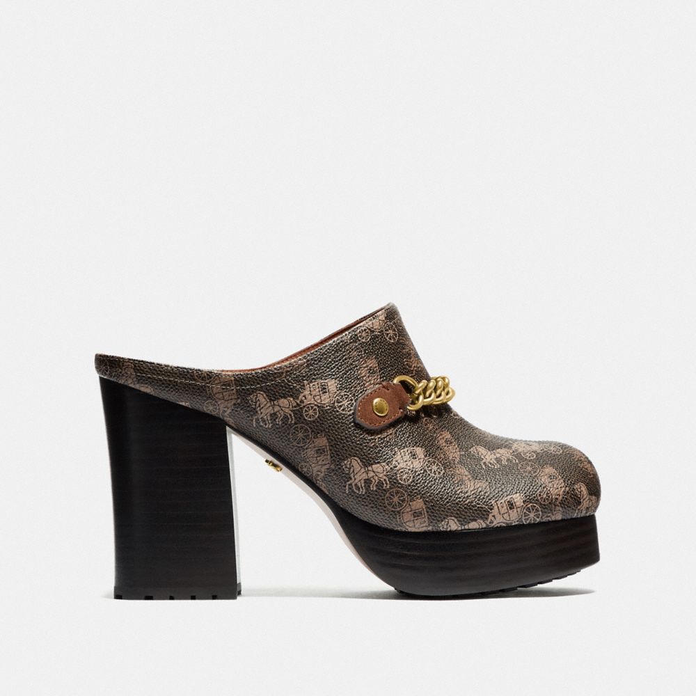COACH®,Platform Mule With Horse And Carriage Print,,Angle View