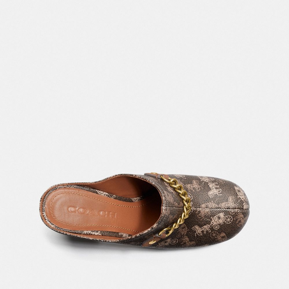 COACH®,Platform Mule With Horse And Carriage Print,,Inside View,Top View