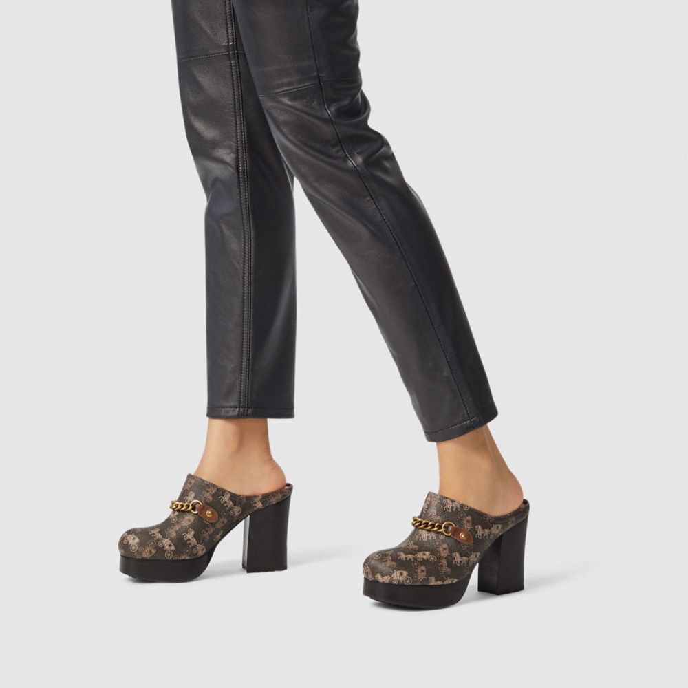 COACH®,Platform Mule With Horse And Carriage Print,,Detail View