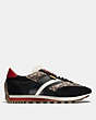 COACH®,C180 LOW TOP SNEAKER WITH HORSE AND CARRIAGE PRINT,Leather/Suede,Multi Black,Angle View